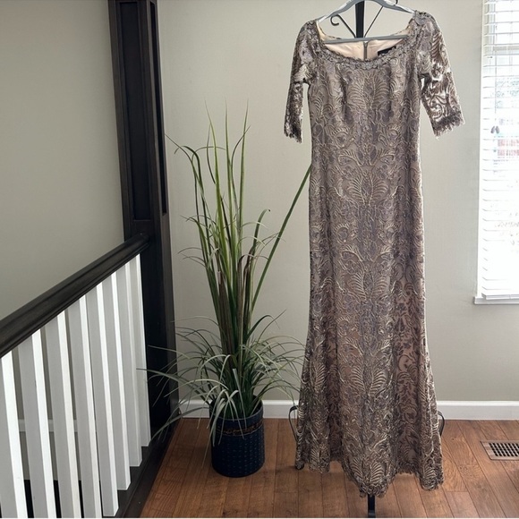 Tadashi Shoji Jemison Sequin Embroidered Gown, Size 8. - Picture 12 of 14